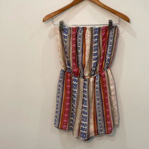 Strapless romper‎ shorts Aztec print boho